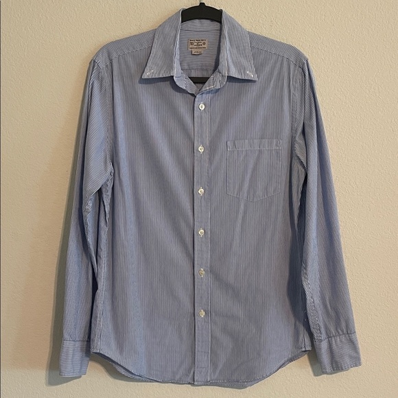J. Crew Men Light Blue Pinstripe 100% Cotton Button Front Shirt Vintage Classic - Picture 1 of 11